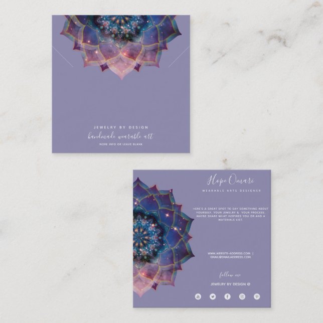 Boho Nebula Bloom | Mandala Design Fyrkantigt Visitkort (Fram/baksida)