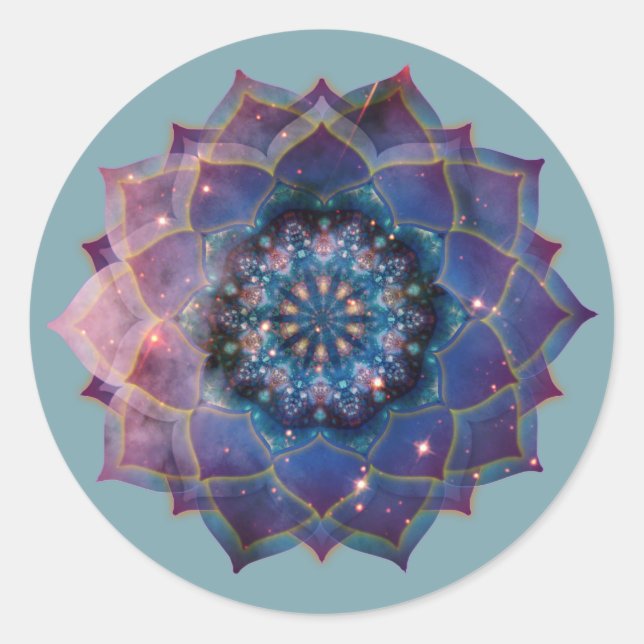 Boho Nebula Bloom | Mandala-design Runt Klistermärke (Framsida)