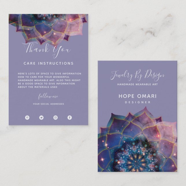Boho Nebula Bloom | Mandala Design Visitkort (Fram/baksida)