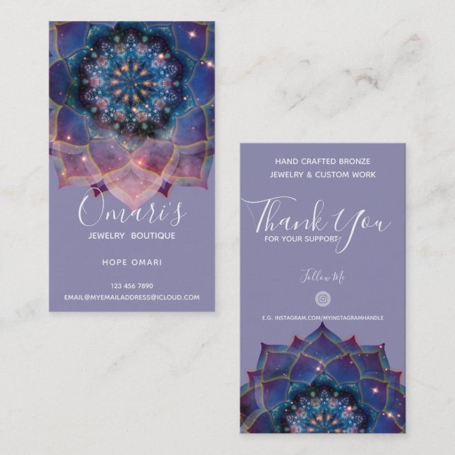 Boho Nebula Bloom | Mandala Design Visitkort (Fram/baksida)