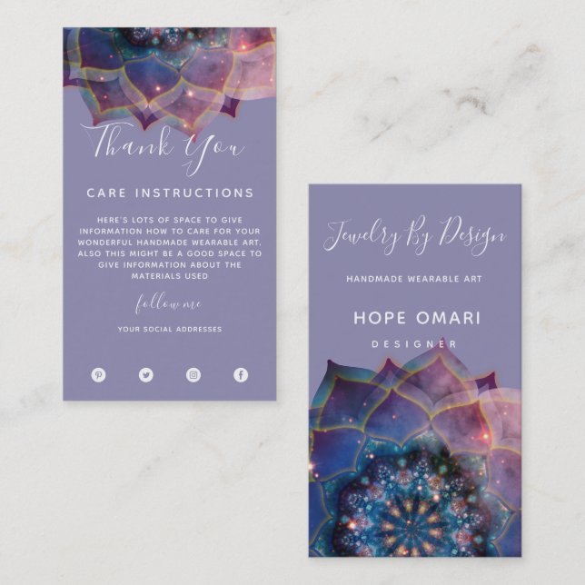 Boho Nebula Bloom | Mandala Design Visitkort (Fram/baksida)