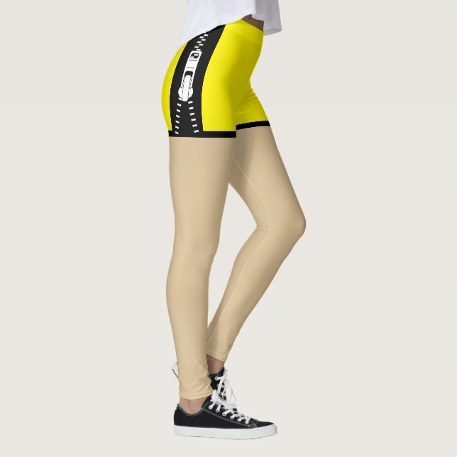Boho neon Gult Unik kort-design Leggings (Höger)