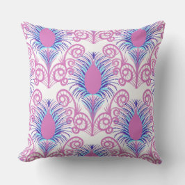 Boho Neon Rosa Jewel Tone Peacock Feather Kudde