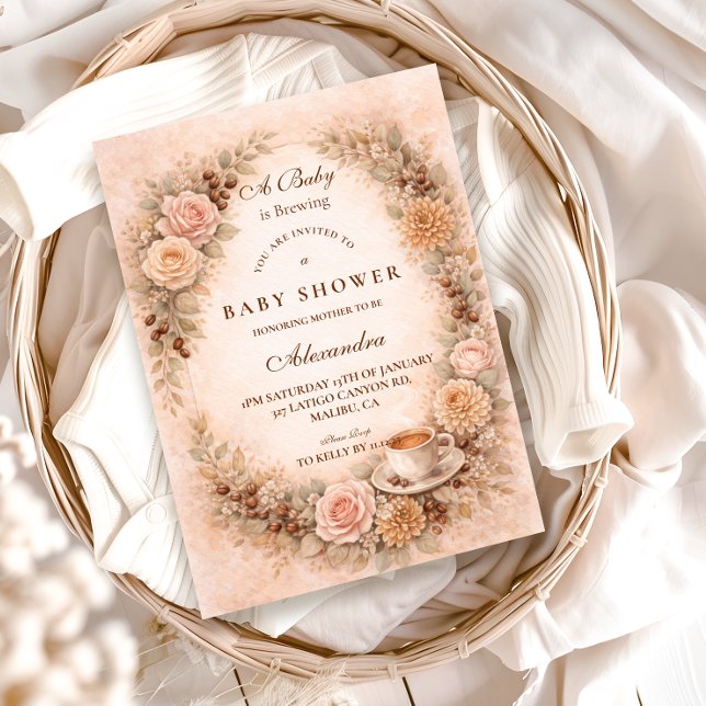 Boho Neutral A Baby Is Brewing Inbjudningar (Skapare uppladdad)