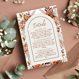 Boho Neutral Akvarell Pampas Bröllopsdetaljer Tilläggskort