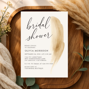 Boho Neutral Beige Akvarell Bröllopsdusch Inbjudningar