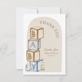 Boho Neutral Block and Leksak Baby Shower Tack Kort