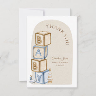 Boho Neutral Block and Leksak Baby Shower Tack Kort