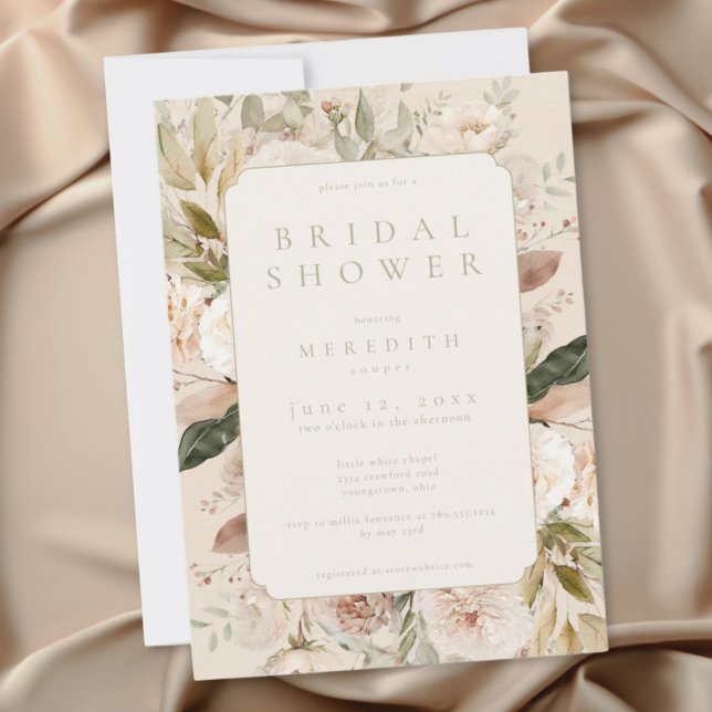 Boho Neutral Blommig Bröllopsfest Inbjudningar (Boho Neutral Floral Bridal Shower Invitation)