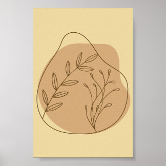 Boho Neutral Botanisk Abstrakt Väggkonst Tryck Set