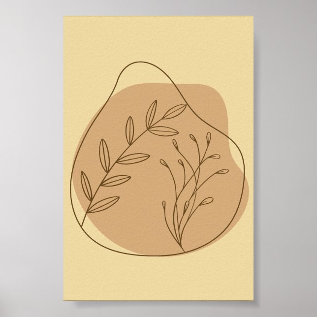 Boho Neutral Botanisk Abstrakt Väggkonst Tryck Set (Framsidan)