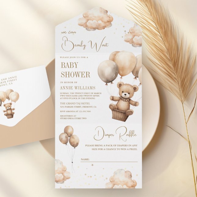 Boho Neutral Brun Teddybjörn Ballonger Bebis Showe (Skapare uppladdad)