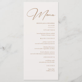 Boho Neutral Champagne Bröllopsmeny Meny