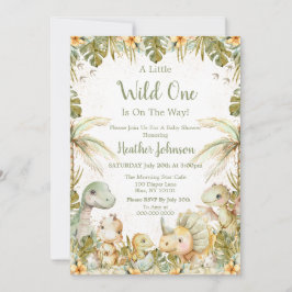 Boho Neutral Dinosaur Bebis Badrumsfest Inbjudningar
