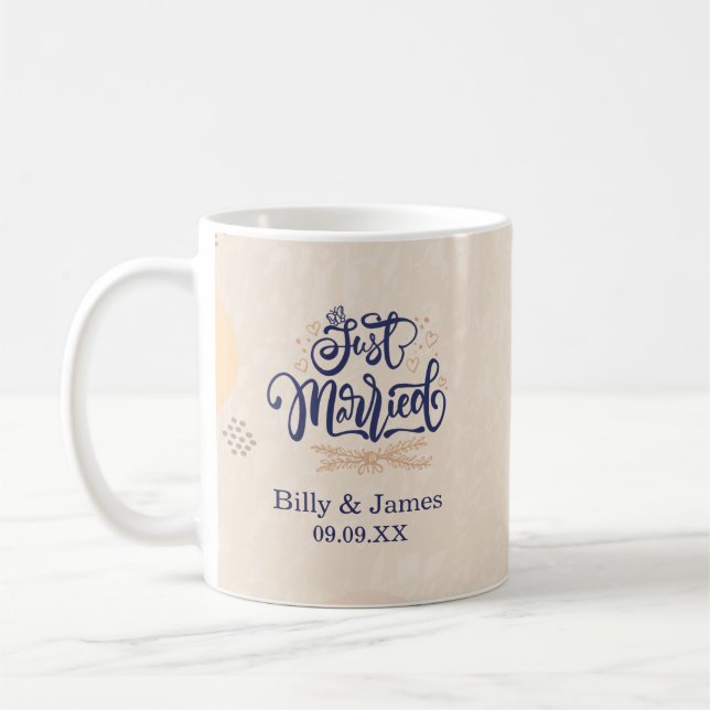 Boho Neutral Estetisk Bröllopskaffemugg  Kaffemugg (Vänster)