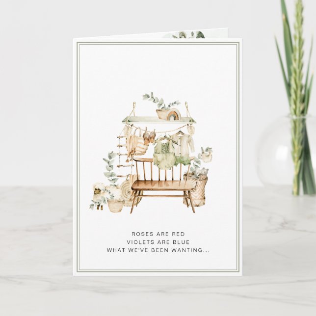 Boho Neutral Gravid annons Card Meddelande (Framsida)