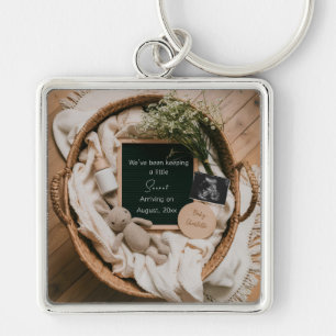 Boho neutral graviditet Meddelande minnessaker Fyrkantig Silverfärgad Nyckelring