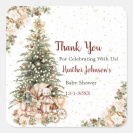 Boho Neutral Jul Bebis Shower Fyrkantigt Klistermärke