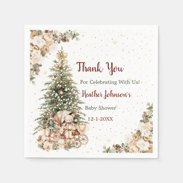 Boho Neutral Jul Bebis Shower Pappersservett (Framsidan)