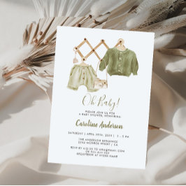 Boho Neutral Kläder Baby Shower Inbjudningar