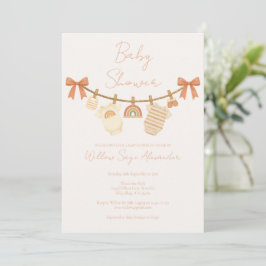 Boho Neutral Klädstreck Baby Shower Inbjudningar