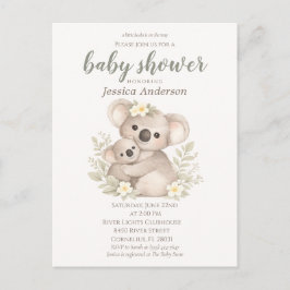 Boho Neutral Koala Baby Shower Vykort