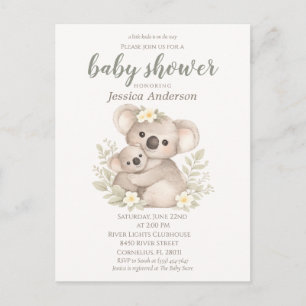 Boho Neutral Koala Bebis Shower Vykort