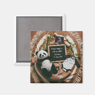 Boho Neutral Panda Graviditet Meddelande present Magnet