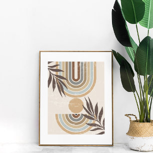 Boho Neutral Regnbåge Blad Abstrakt Väggkonstaffis Poster