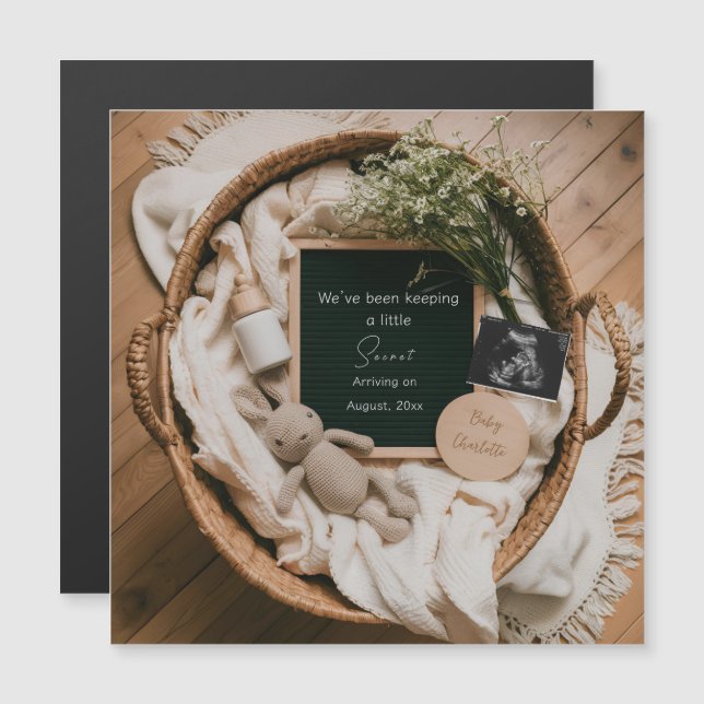 Boho Neutral ultraljud  Graviditet Meddelande  (Fram/baksida)