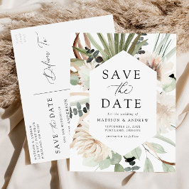 Boho Neutrala Tropiska Blommor Spara Datum Meddelande Vykort