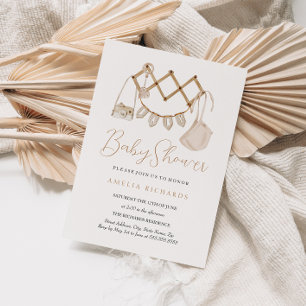 Boho Neutralt Baby Shower Inbjudningar