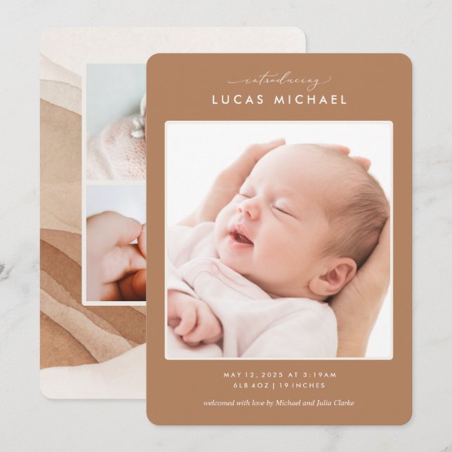 Boho Neutralt Beige Watercolor Modern Notice Inbjudningar (Fram/baksida)