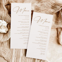 Boho Neutralt Champagne Bröllop Menu