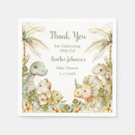 Boho Neutralt Dinosaur Baby Shower Pappersservett