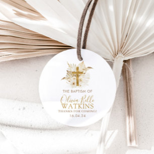 Boho Neutralt Dried Handflatan Blommigt Baptism Ch Gåvor Etiketter