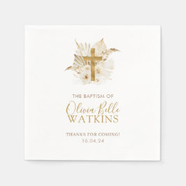 Boho Neutralt Dried Handflatan Blommigt Baptism Ch Pappersservett