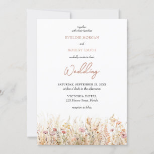 Boho neutralt earthy Pastel vild blommor meadow Inbjudningar