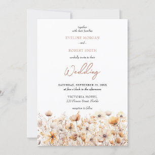 Boho neutralt earthy Pastel vild blommor meadow Inbjudningar