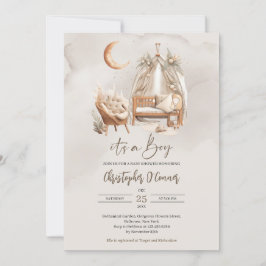 Boho neutralt earthy plantskola nook Baby Shower Inbjudningar