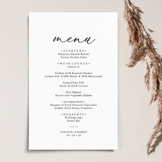 Boho Neutralt  Elegant bröllop Menu (Skapare uppladdad)