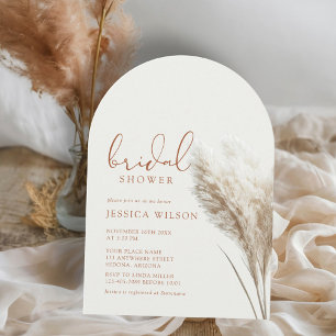Boho Neutralt Fluff Pampas Grass Arch Möhippa Inbjudningar