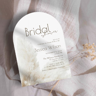 Boho Neutralt Fluff Pampas Grass Arch Möhippa Inbjudningar