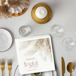 Boho Neutralt Fluffy Pampas Grass Möhippa Pappersservett
