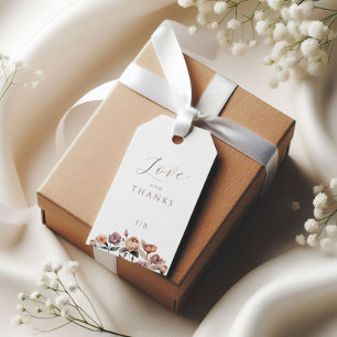 Boho Neutralt Lila Blommigt Bröllop Gift Märkre Presentetikett