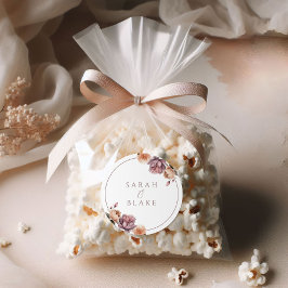 Boho Neutralt Lila Blommigt Bröllop Sticker Runt Klistermärke