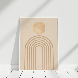 Boho Neutralt Peach Terracotta Sol Rainbow Poster