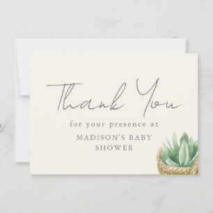 Boho Neutralt Plant Baby Shower Tack Kort