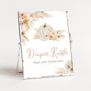 Boho Neutralt Pumpkin Baby Shower Diaper Raffle Poster