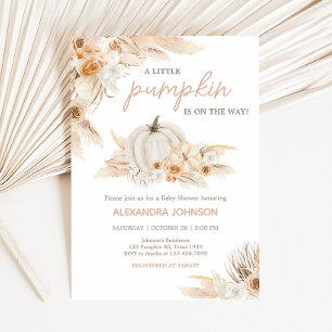 Boho Neutralt Pumpkin Baby Shower Inbjudningar